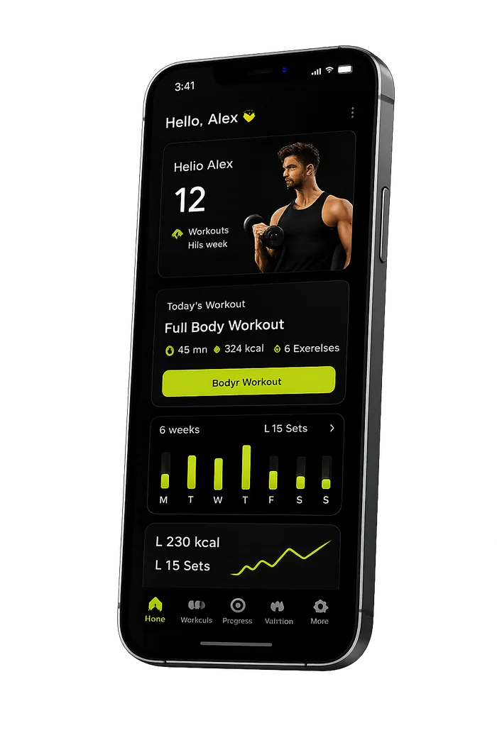 FitVora app home screen showing today's plan, current streak and weekly progress