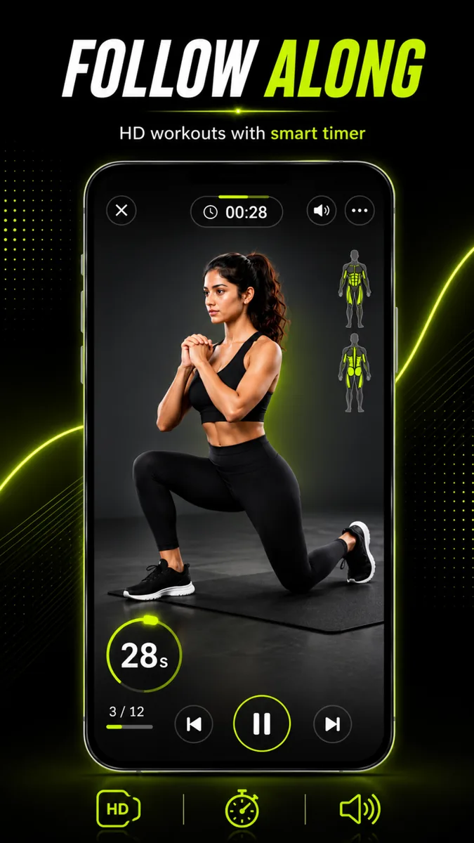 FitVora — follow-along HD workouts with a smart timer